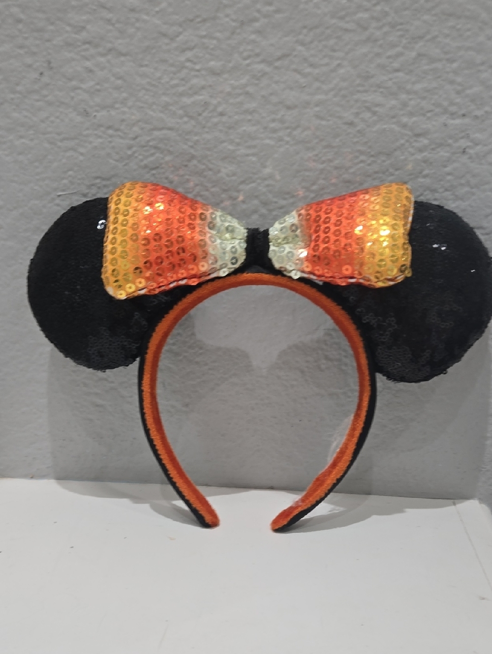 Kids Black Headband with Orange Sequin Bow Costume Accessory